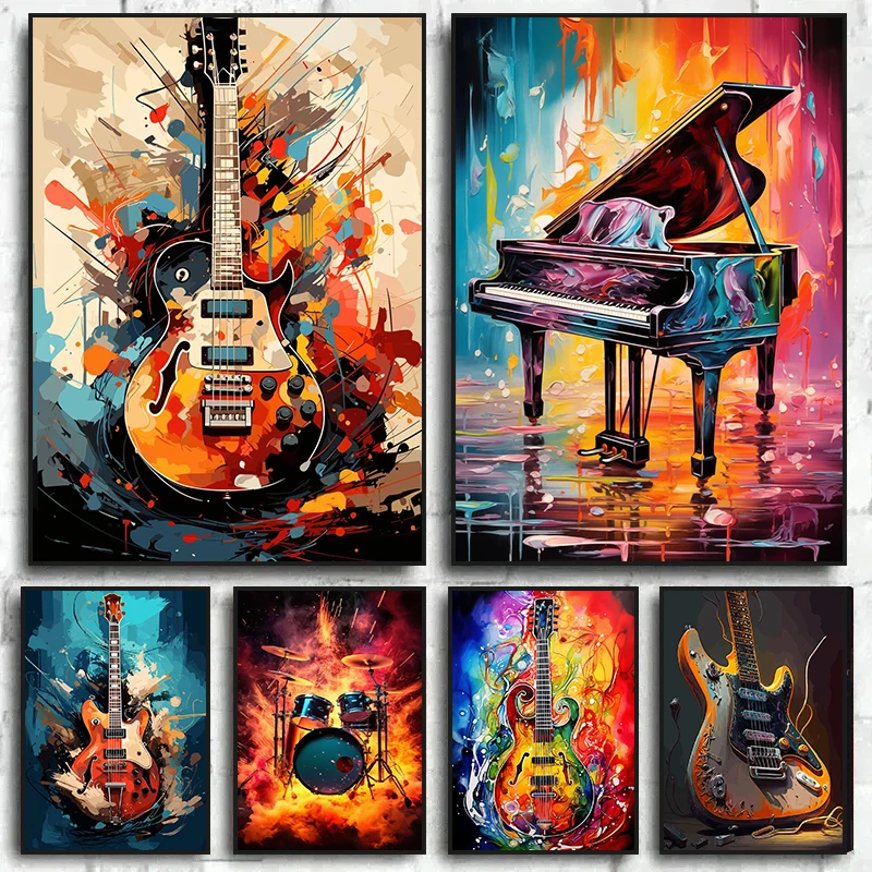 Musical Instrument Painting - Arte Abstracto Colorido, Instrumentos Musicales, Kit