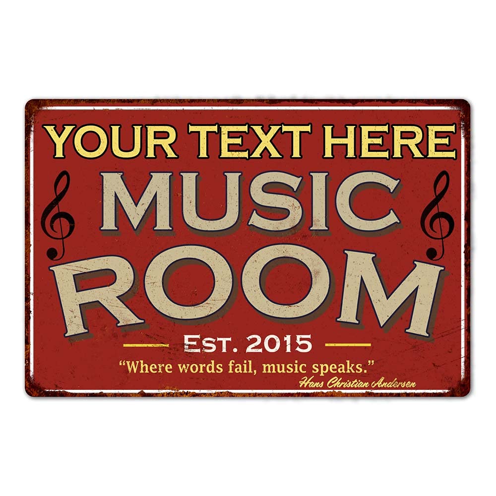 Song With Musical Instrument - Letrero Personalizado para Sala de Música,