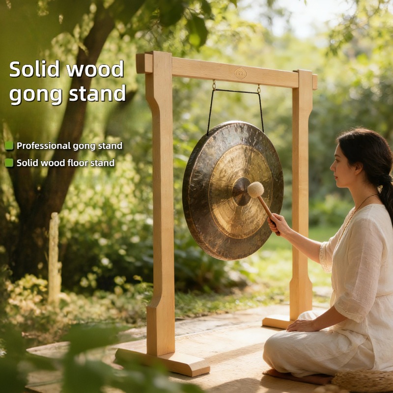 Musical Instrument Gong - Soporte para Gong de Madera Maciza,